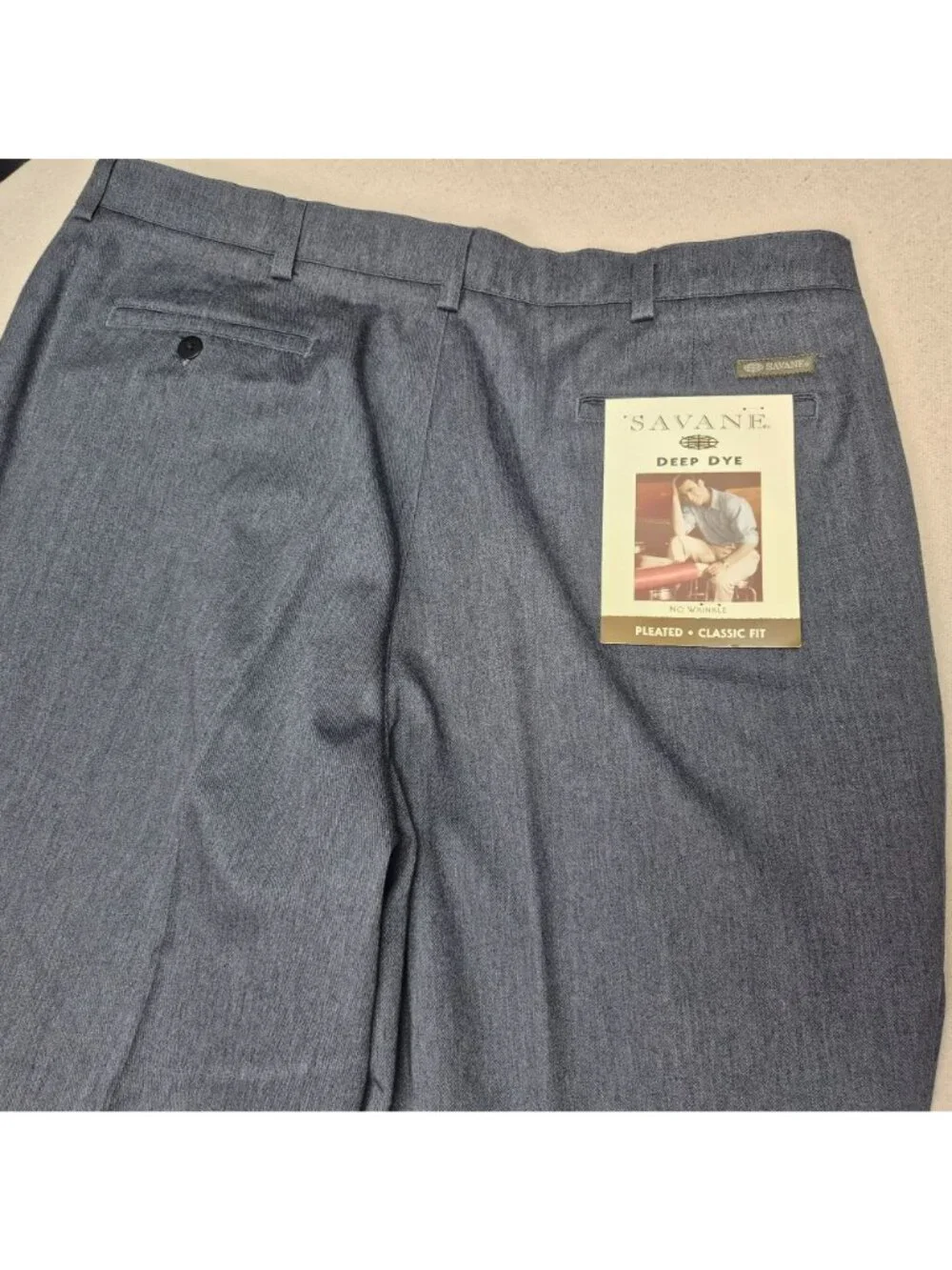 Savane by Farah Men's Pleated Turn-Up Charcoal Gray Dress Pants Sz 40/29 VTG NWT